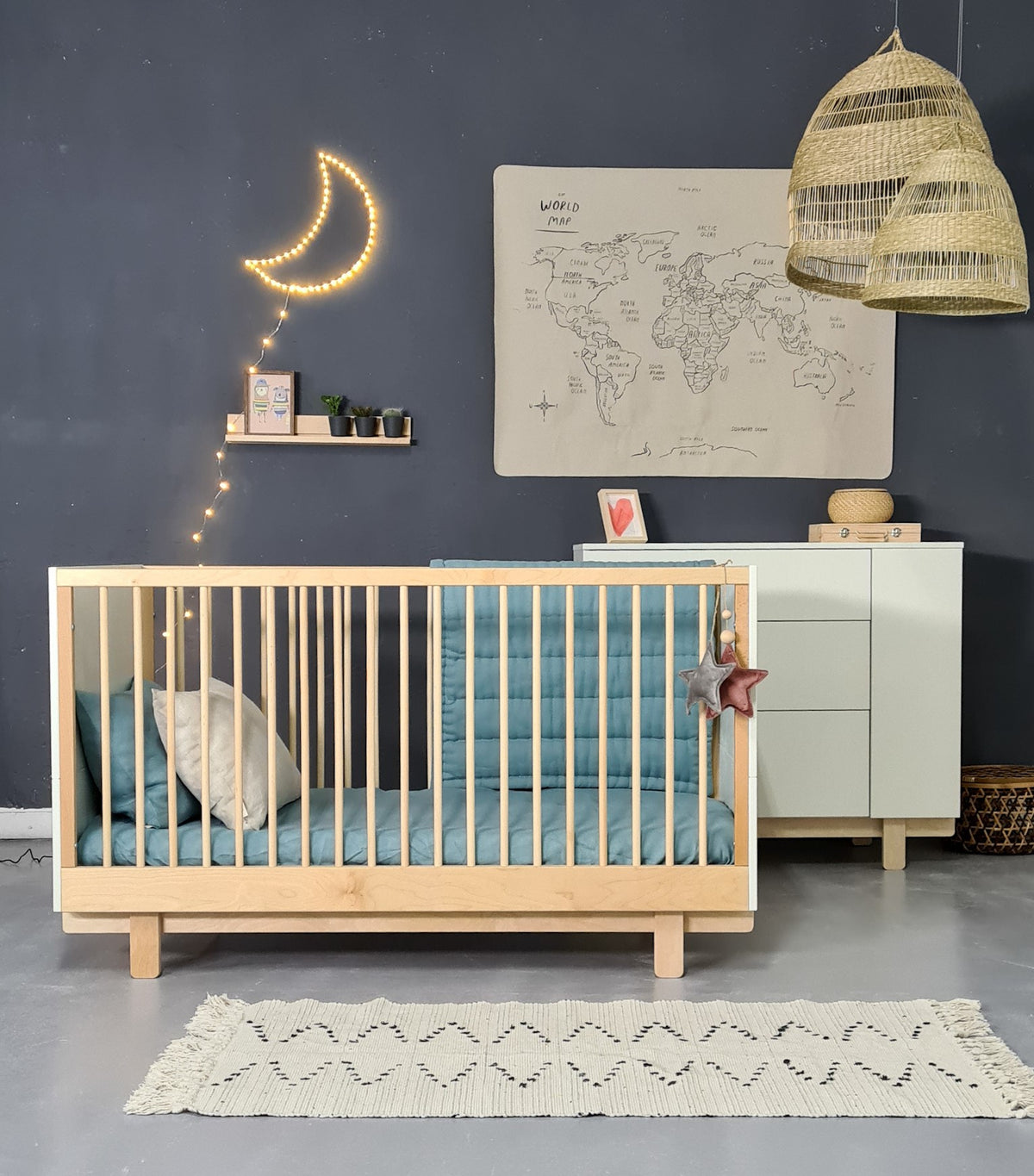 Wood Luck Design, Spjälsäng &amp; Juniorsäng 2 I 1, 70x140 cm, Basic White