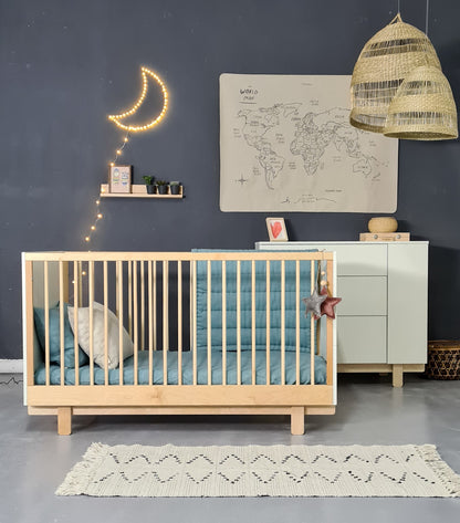 Wood Luck Design, Spjälsäng &amp; Juniorsäng 2 I 1, 70x140 cm, Basic White