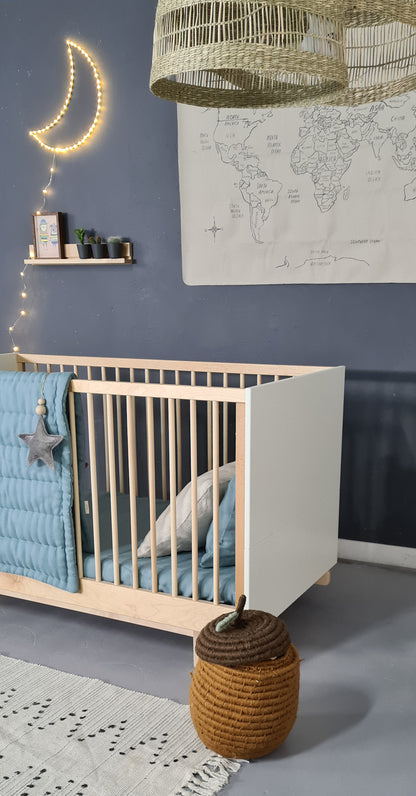 Wood Luck Design, Spjälsäng &amp; Juniorsäng 2 I 1, 70x140 cm, Basic White