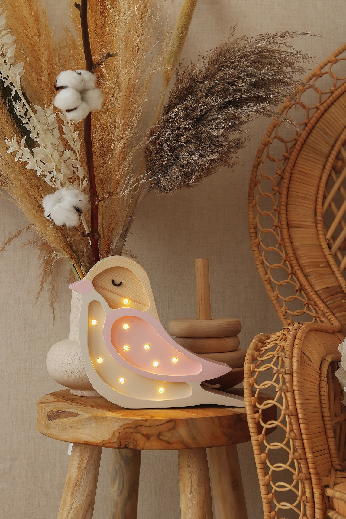 Little Lights, Night Light MINI Bird, Strawberry Cream
