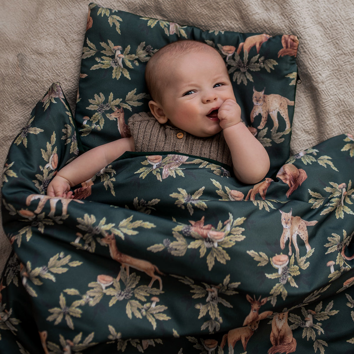 Fitted sheet set 100x135, Forest Green